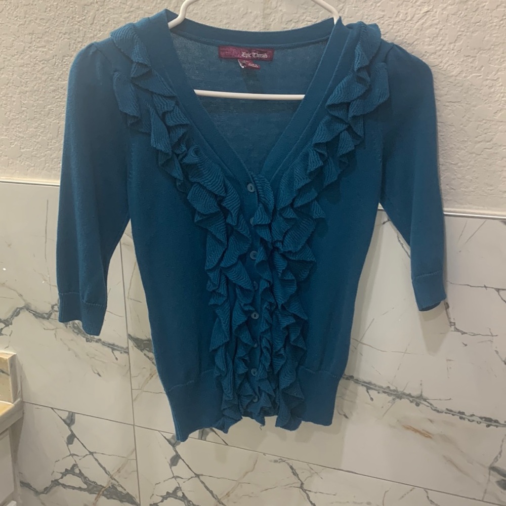 Epic Threads Blue Ruffles Top